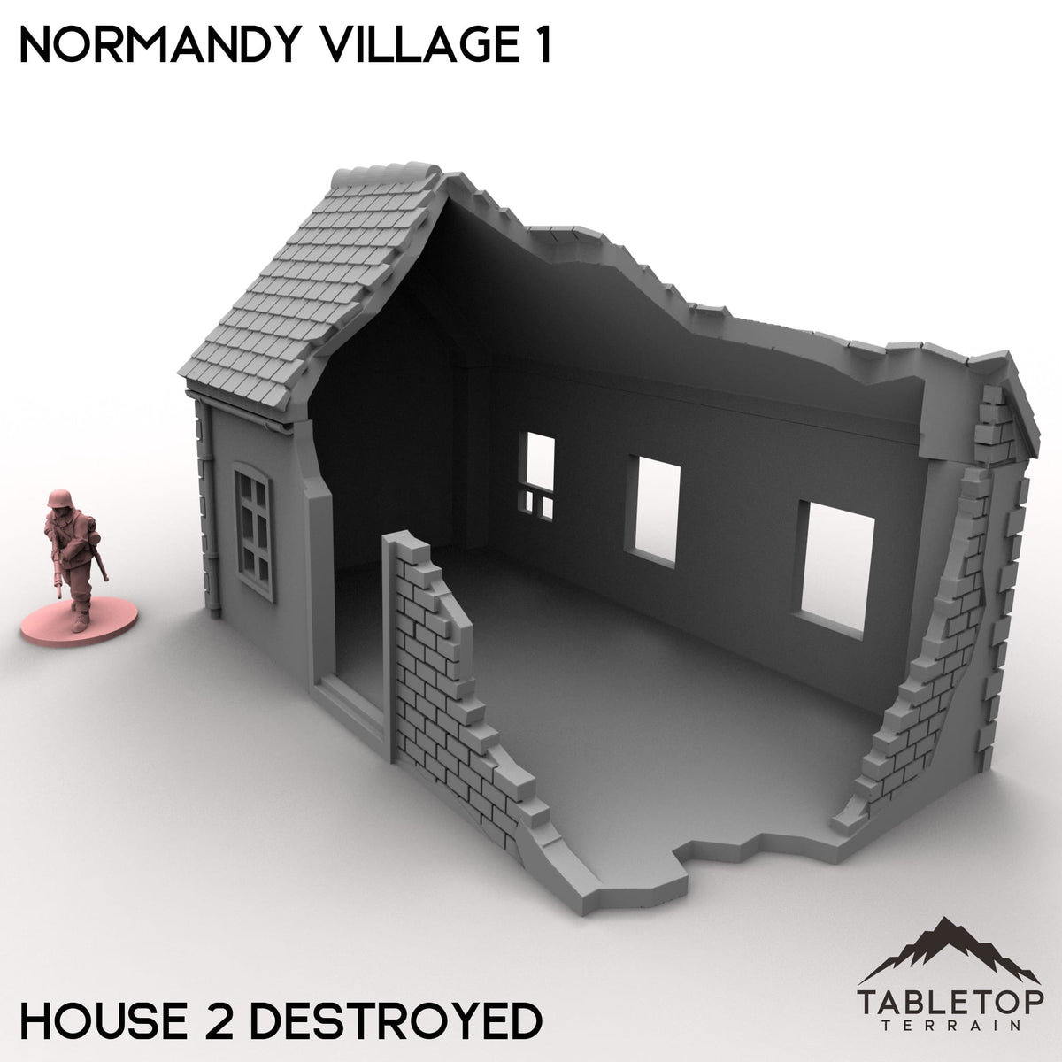 Tabletop Terrain Building 32mm / House 2 Destroyed Normandy Village 1