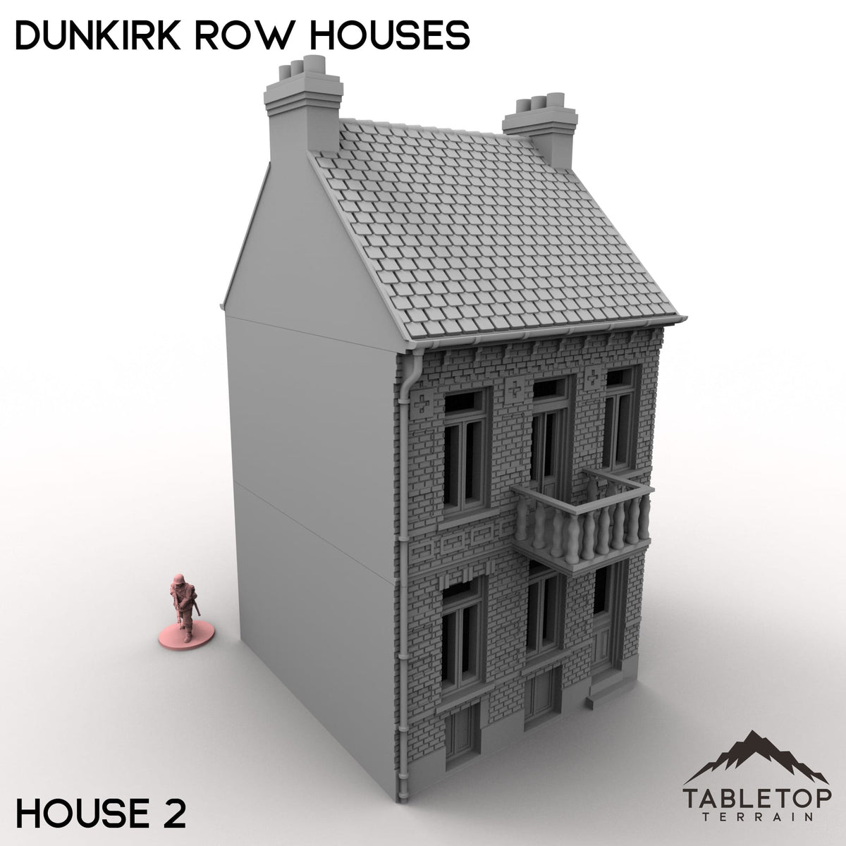 Tabletop Terrain Building 32mm / House 2 Dunkirk Row Houses