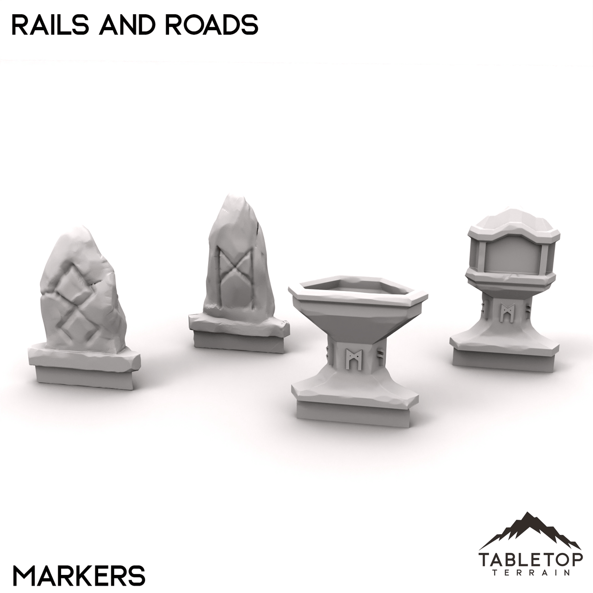 Tabletop Terrain Building 32mm / Markers Rails and Roads - Kingdom of Durak Deep