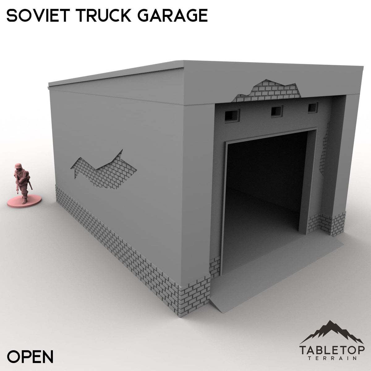 Tabletop Terrain Building 32mm / Open Soviet Truck Garage