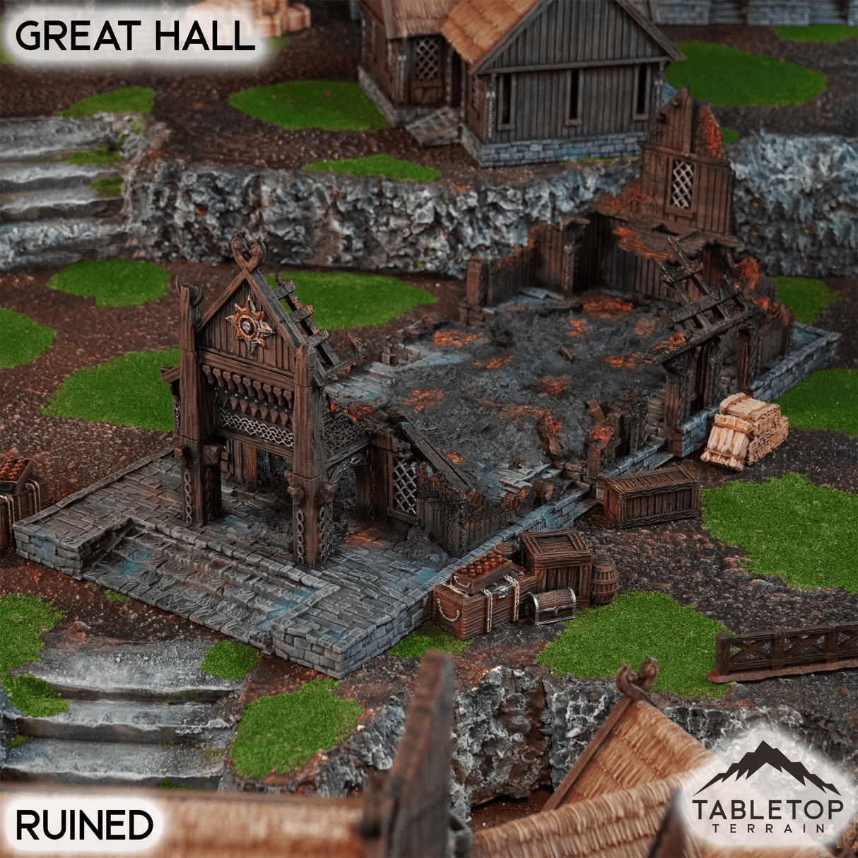 Tabletop Terrain Building 32mm / Ruined The Great Hall - Kingdom of Saxonia