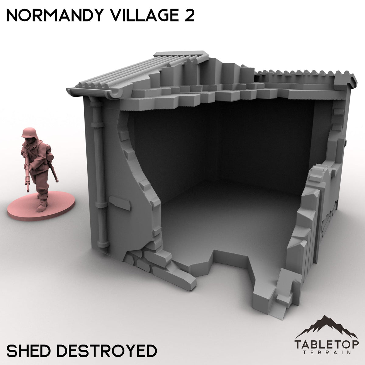 Tabletop Terrain Building 32mm / Shed Destroyed Normandy Village 2