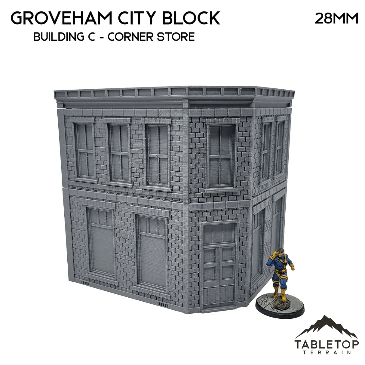 Tabletop Terrain Building 40mm / Building C (corner store) Groveham City Block
