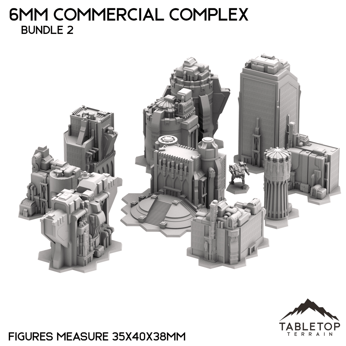 Tabletop Terrain Building 6mm Sci-Fi Commercial Complex Bundle 2