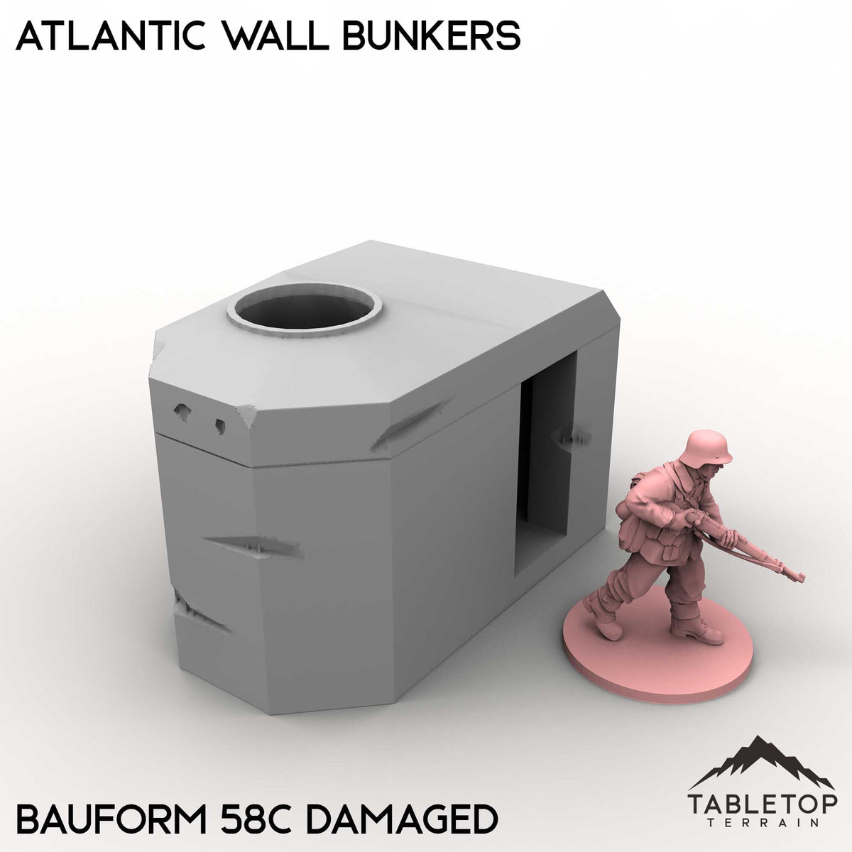 Tabletop Terrain Building Bauform 58C Damaged / 32mm Atlantic Wall Bunkers