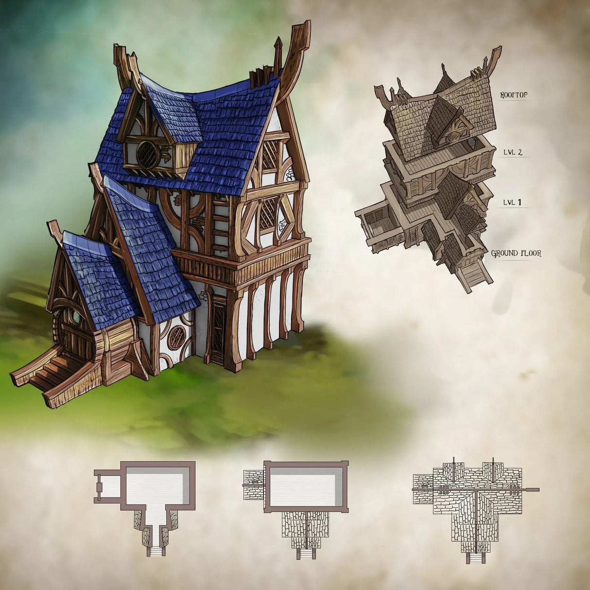 Tabletop Terrain Building Building 6 - City of Spiritdale - Fantasy Building