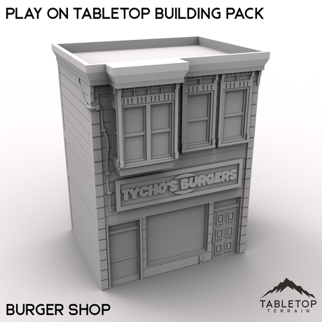 Tabletop Terrain Building Burger Shop / 40mm Play On Tabletop Building Pack