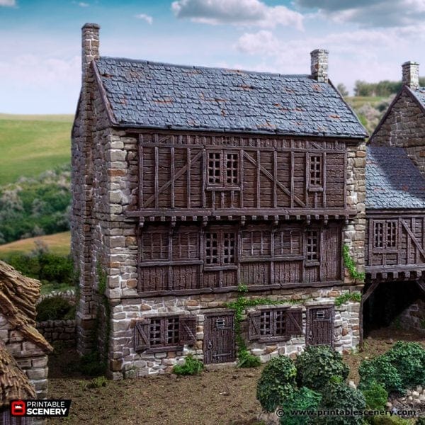 Tabletop Terrain Building Cobblestone Way - Country & King - Fantasy Historical Building