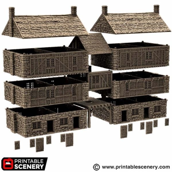 Tabletop Terrain Building Cobblestone Way - Country & King - Fantasy Historical Building