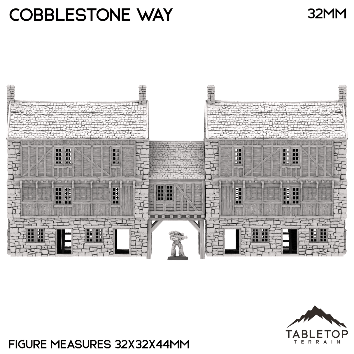 Tabletop Terrain Building Cobblestone Way - Country & King - Fantasy Historical Building