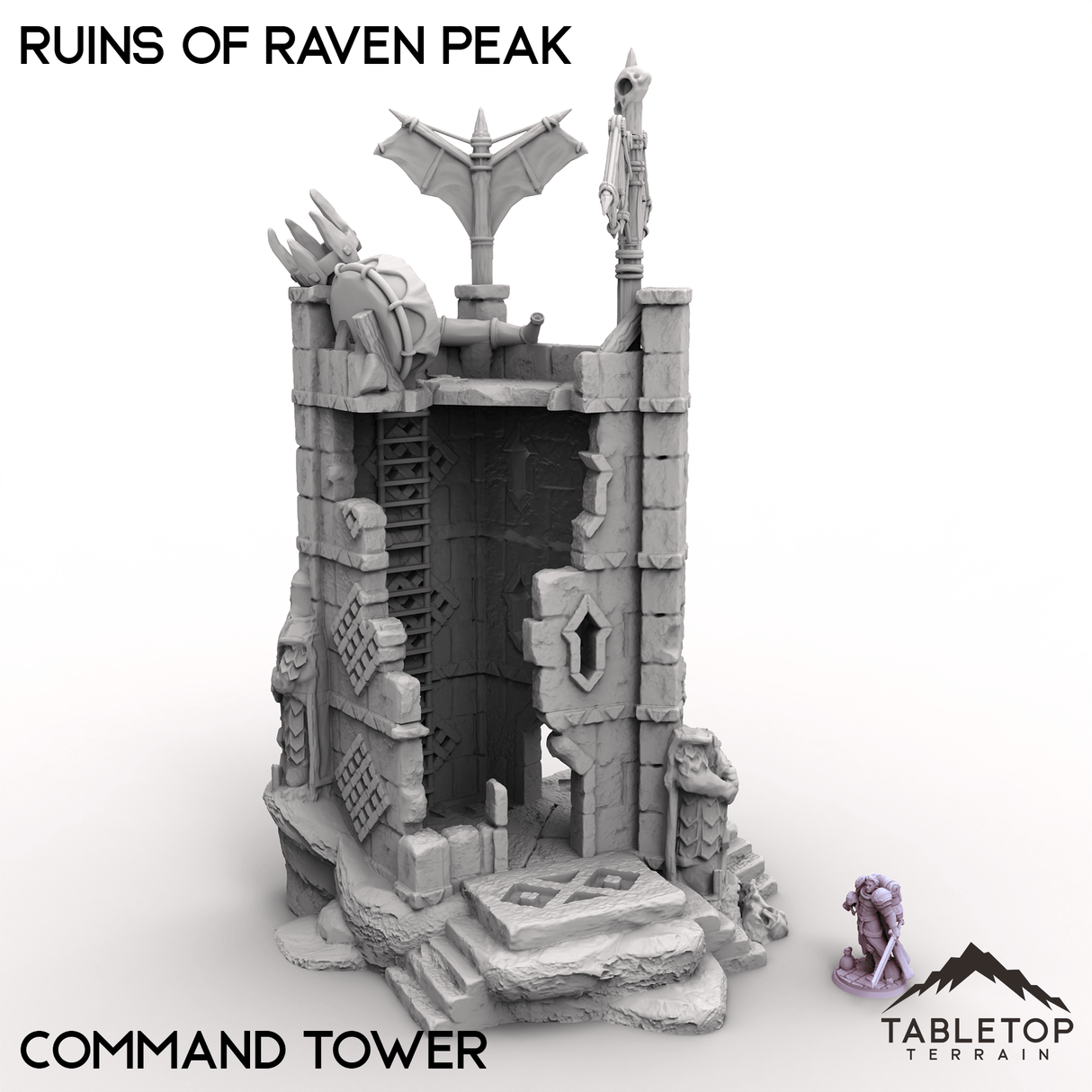 Tabletop Terrain Building Command Tower / 32mm Ruins of Raven Peak