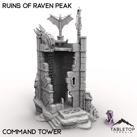 Tabletop Terrain Building Command Tower / 32mm Ruins of Raven Peak