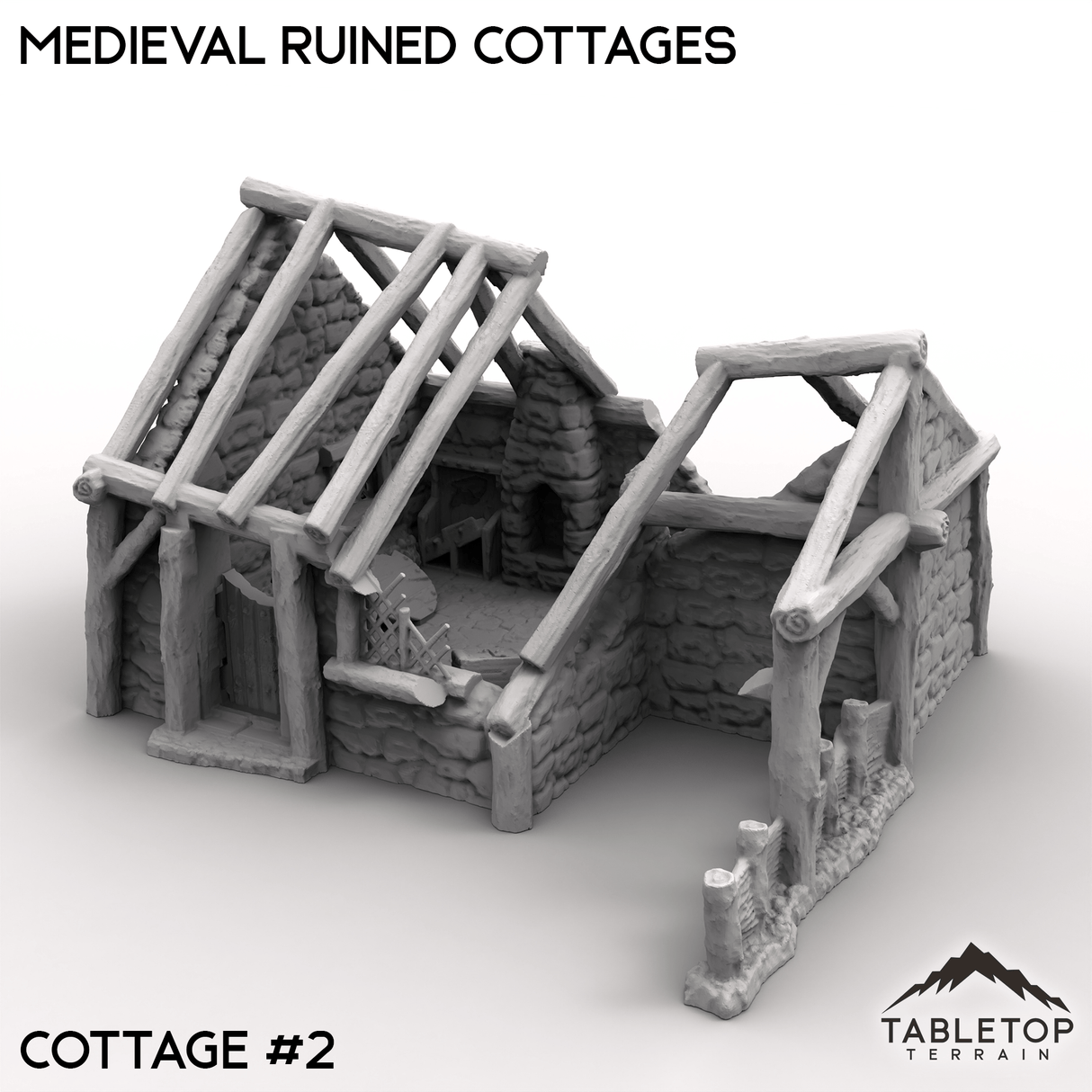 Tabletop Terrain Building Cottage 2 / 32mm Medieval Ruined Cottages
