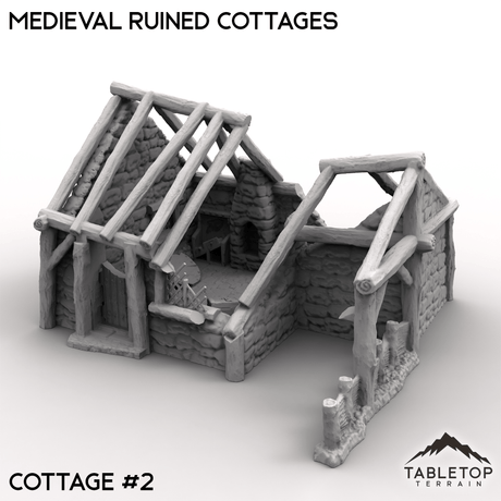 Tabletop Terrain Building Cottage 2 / 32mm Medieval Ruined Cottages