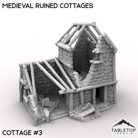 Tabletop Terrain Building Cottage 3 / 32mm Medieval Ruined Cottages