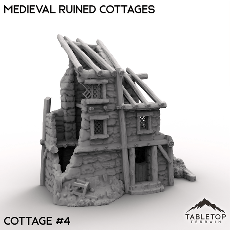 Tabletop Terrain Building Cottage 4 / 32mm Medieval Ruined Cottages