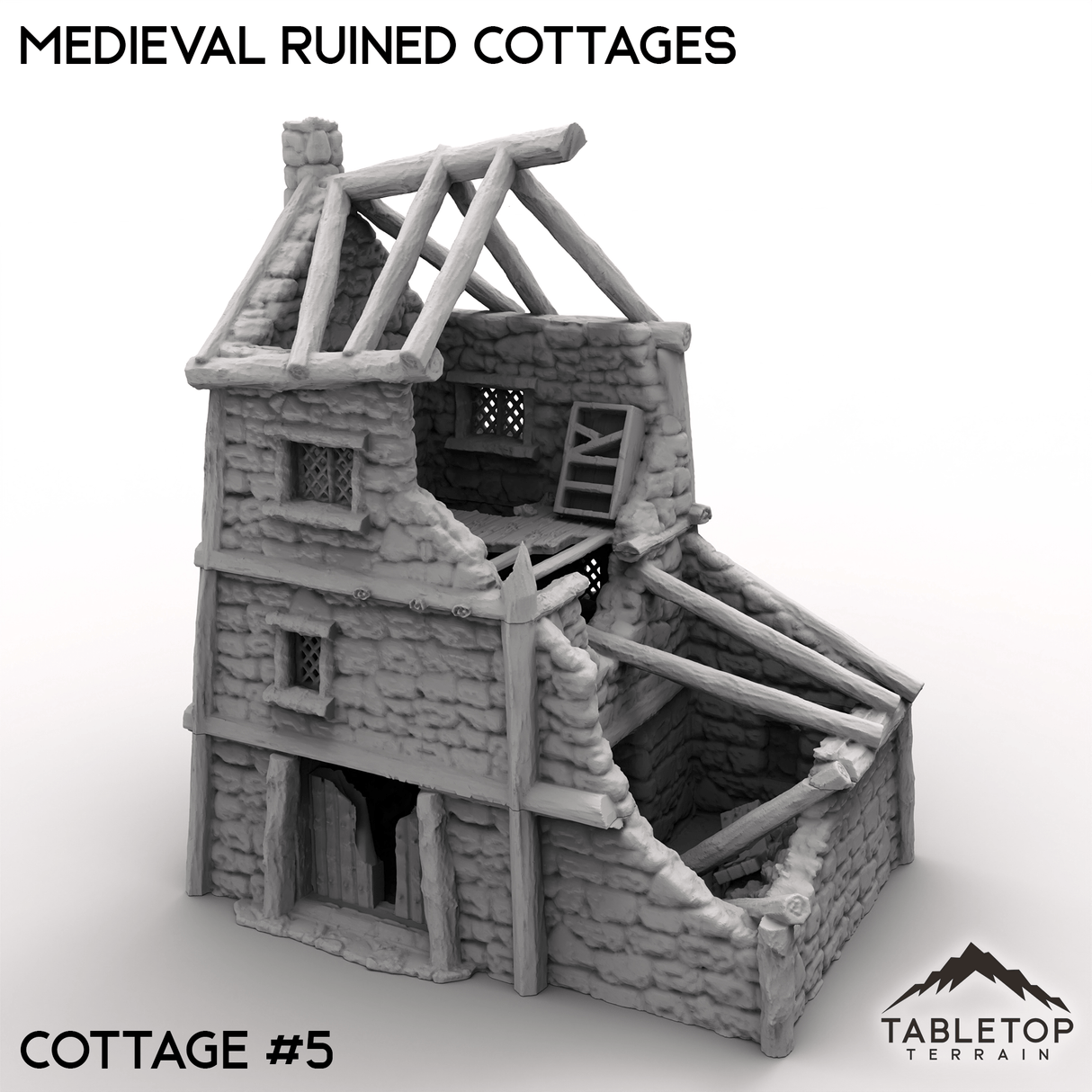 Tabletop Terrain Building Cottage 5 / 32mm Medieval Ruined Cottages