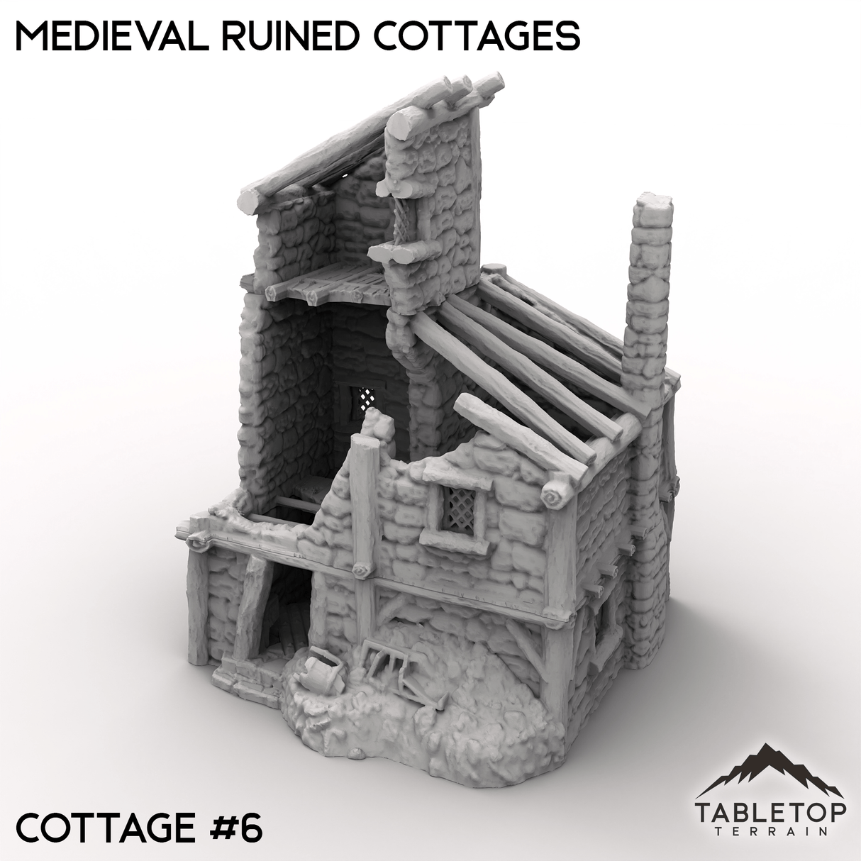 Tabletop Terrain Building Cottage 6 / 32mm Medieval Ruined Cottages