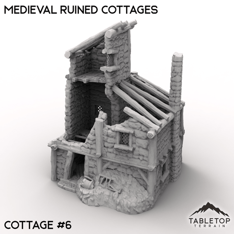 Tabletop Terrain Building Cottage 6 / 32mm Medieval Ruined Cottages