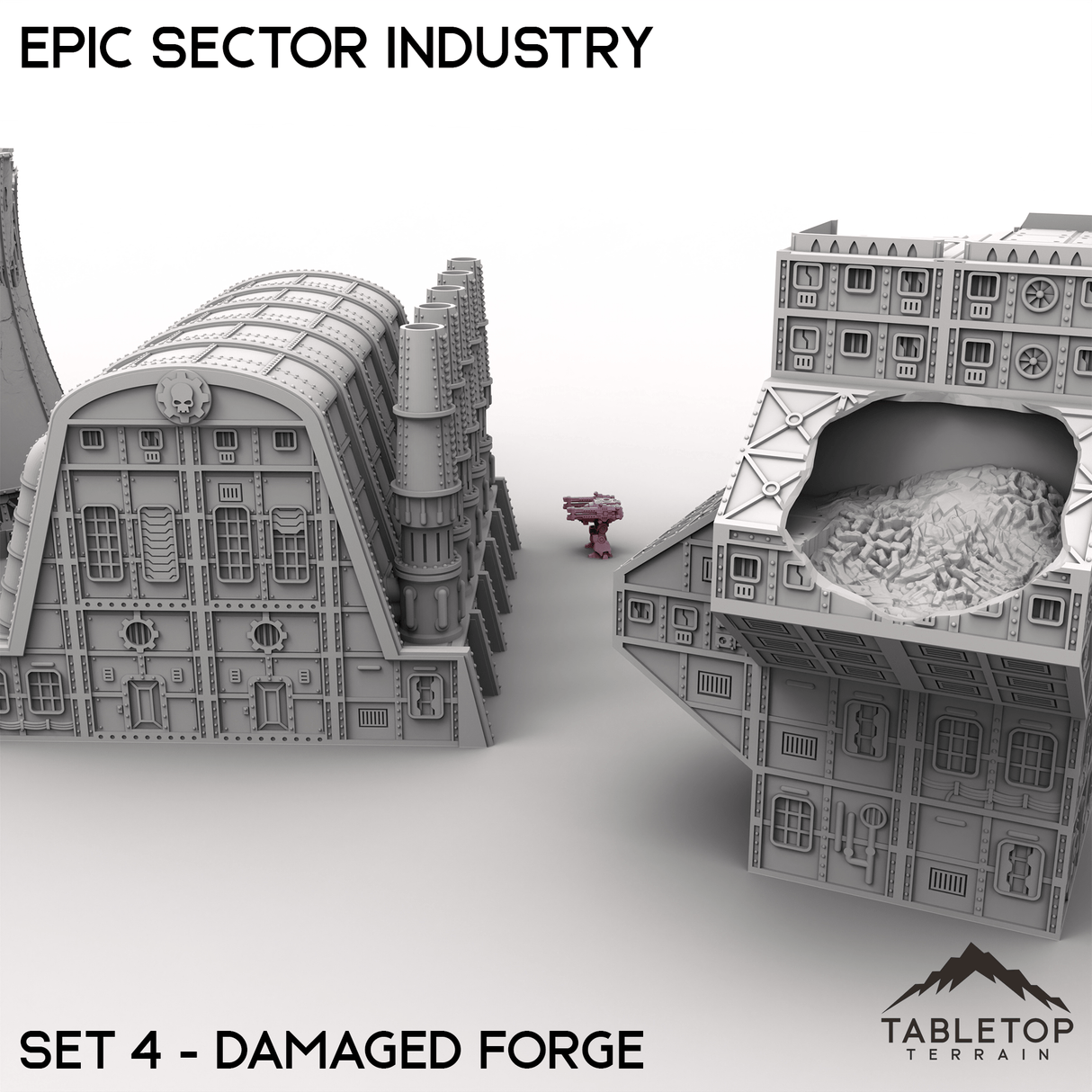 Tabletop Terrain Building Epic Sector Industry - Set 4 - Damaged Forge