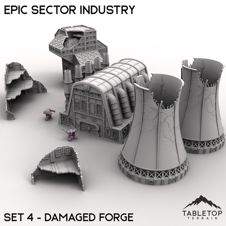 Tabletop Terrain Building Epic Sector Industry - Set 4 - Damaged Forge
