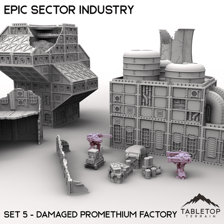Tabletop Terrain Building Epic Sector Industry - Set 5 - Damaged Promethium Factory