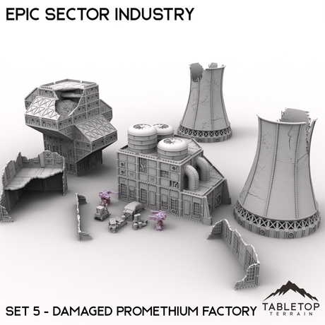 Tabletop Terrain Building Epic Sector Industry - Set 5 - Damaged Promethium Factory