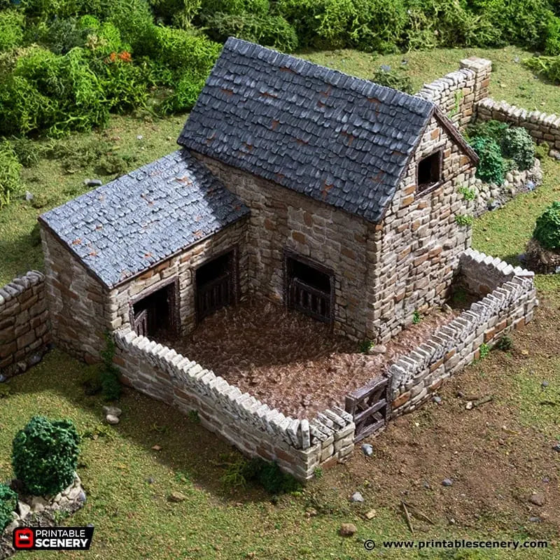 Tabletop Terrain Building Farm Pig Pen - Country & King - Fantasy Historical Building