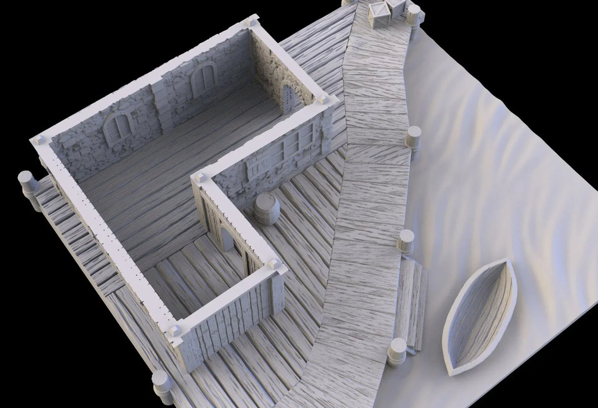 Tabletop Terrain Building Fishery - Town of Grexdale - Fantasy Building