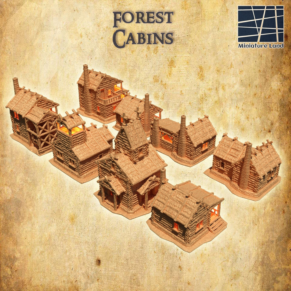 Tabletop Terrain Building Forest Cabins / Log Cabins