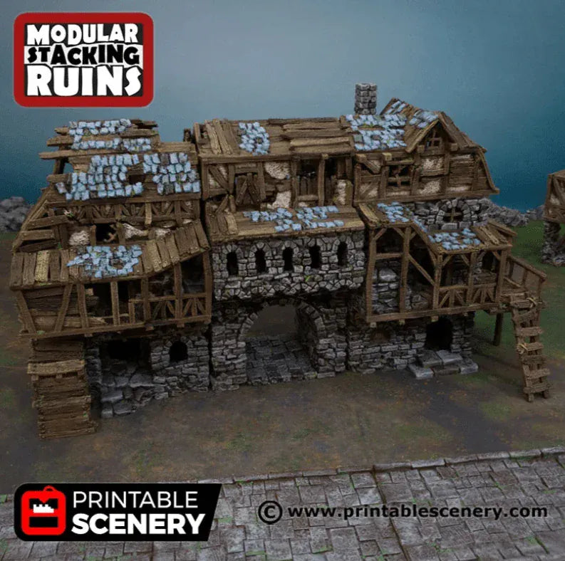 Tabletop Terrain Building Full Bundle 32mm Ruined Gatehouse - Fantasy Building