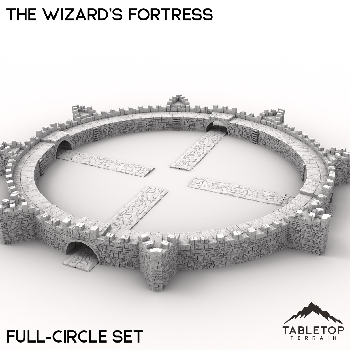 Tabletop Terrain Building Full Circle Wall Set / 32mm The Wizard's Fortress