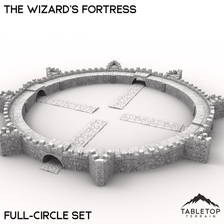 Tabletop Terrain Building Full Circle Wall Set / 32mm The Wizard's Fortress