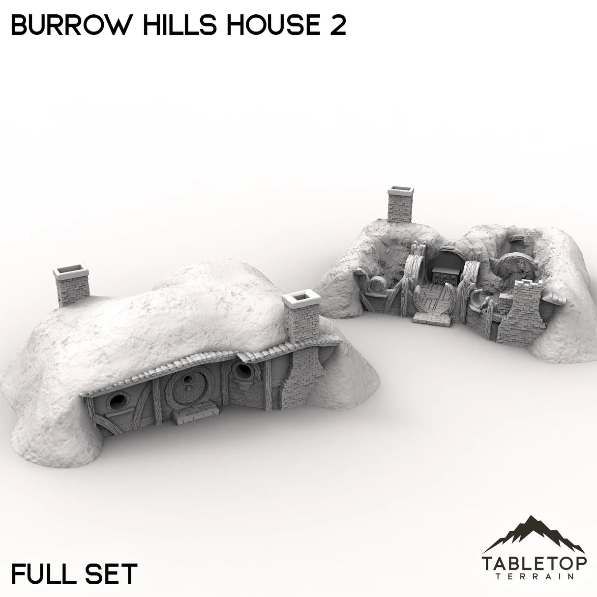 Tabletop Terrain Building Full Set / 32mm Burrow Hills House 2