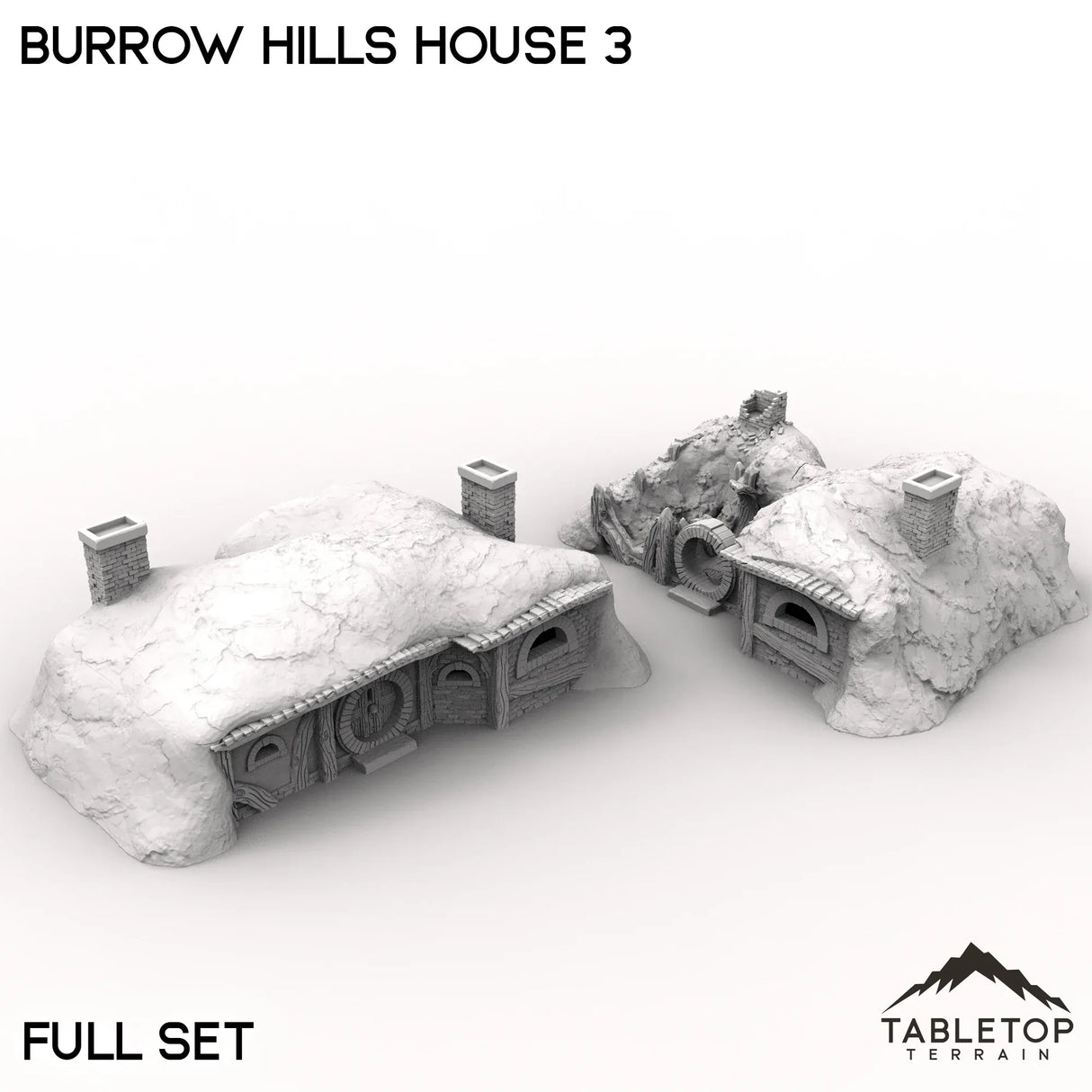 Tabletop Terrain Building Full Set / 32mm Burrow Hills House 3