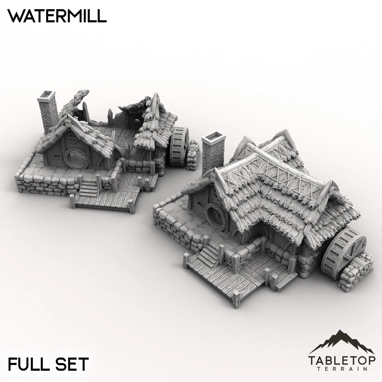 Tabletop Terrain Building Full Set / 32mm Halfling Village Watermill