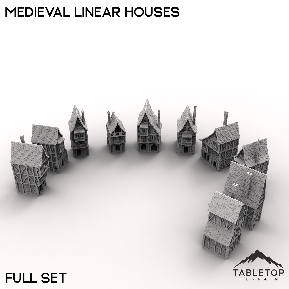 Tabletop Terrain Building Full Set / 32mm Medieval Linear Houses