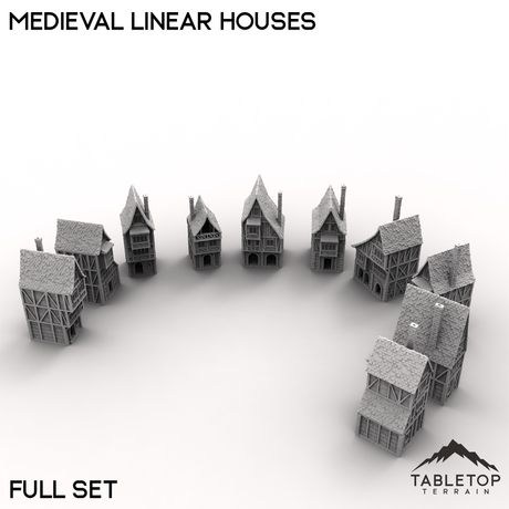 Tabletop Terrain Building Full Set / 32mm Medieval Linear Houses