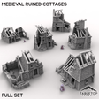 Tabletop Terrain Building Full Set / 32mm Medieval Ruined Cottages