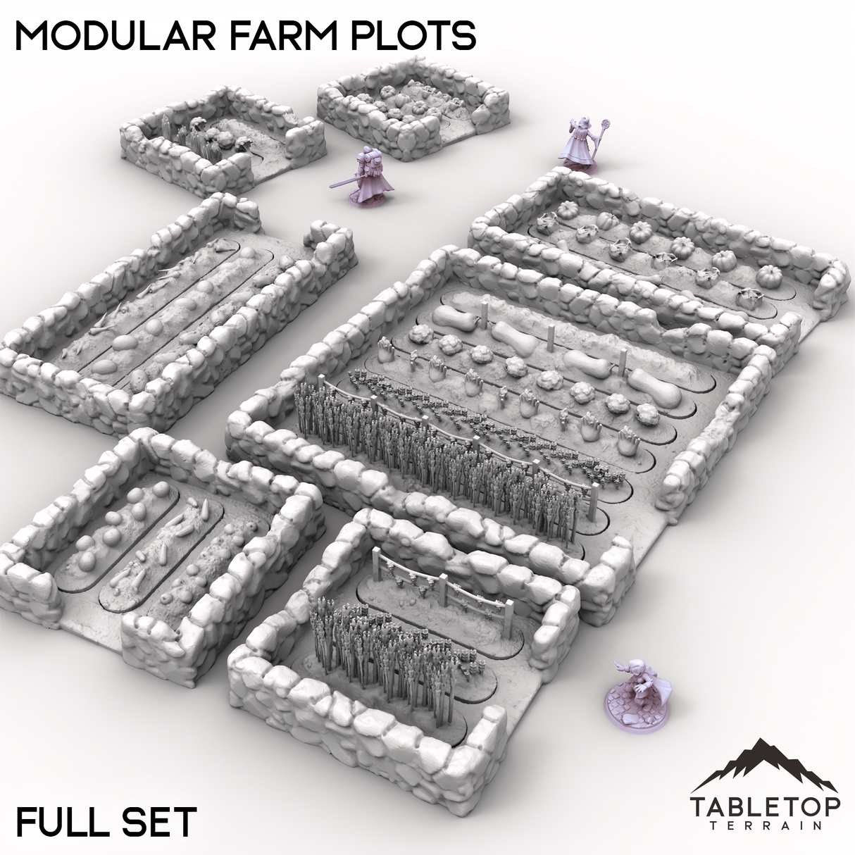 Tabletop Terrain Building Full Set / 32mm Modular Farm Plots