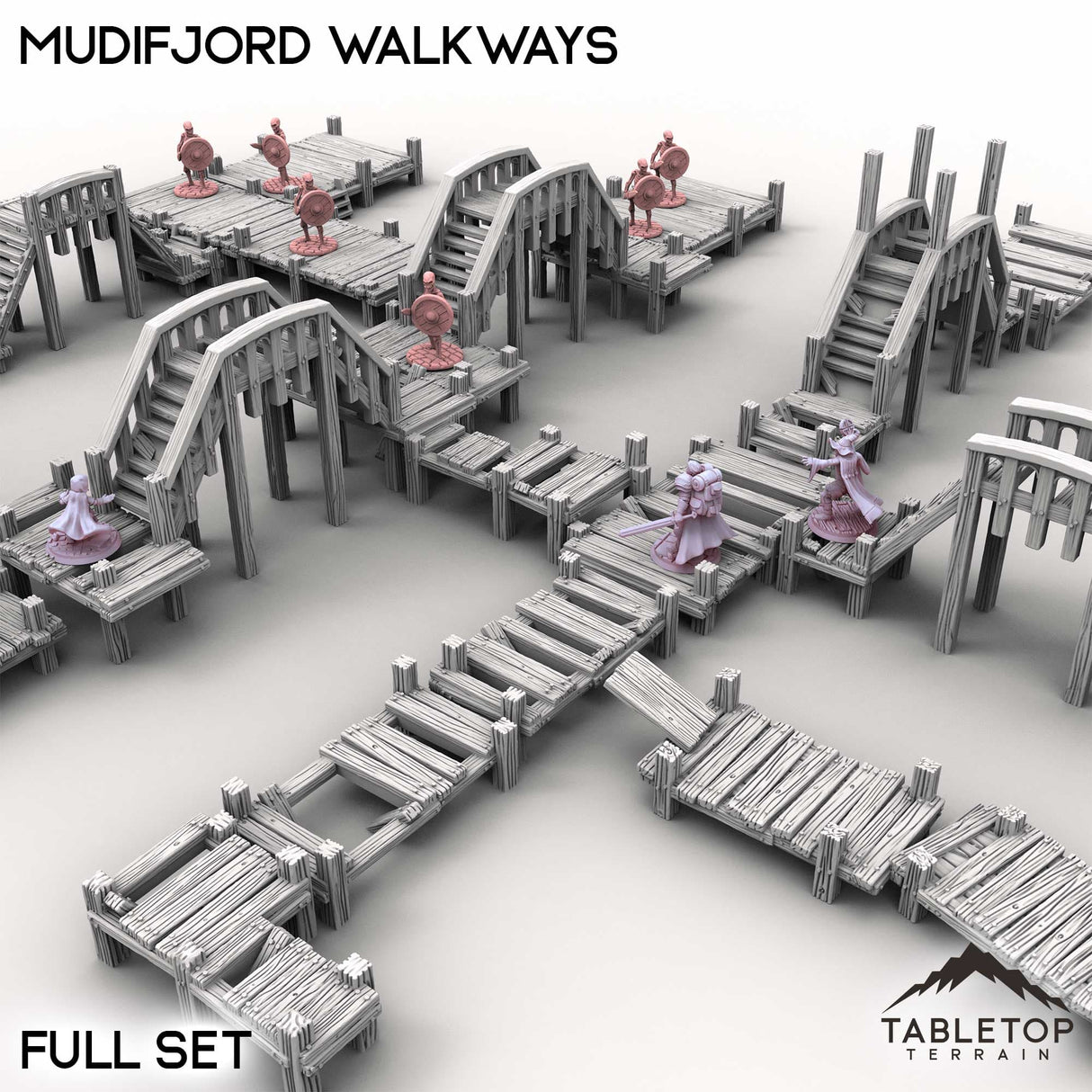 Tabletop Terrain Building Full Set / 32mm Mudifjord Walkways