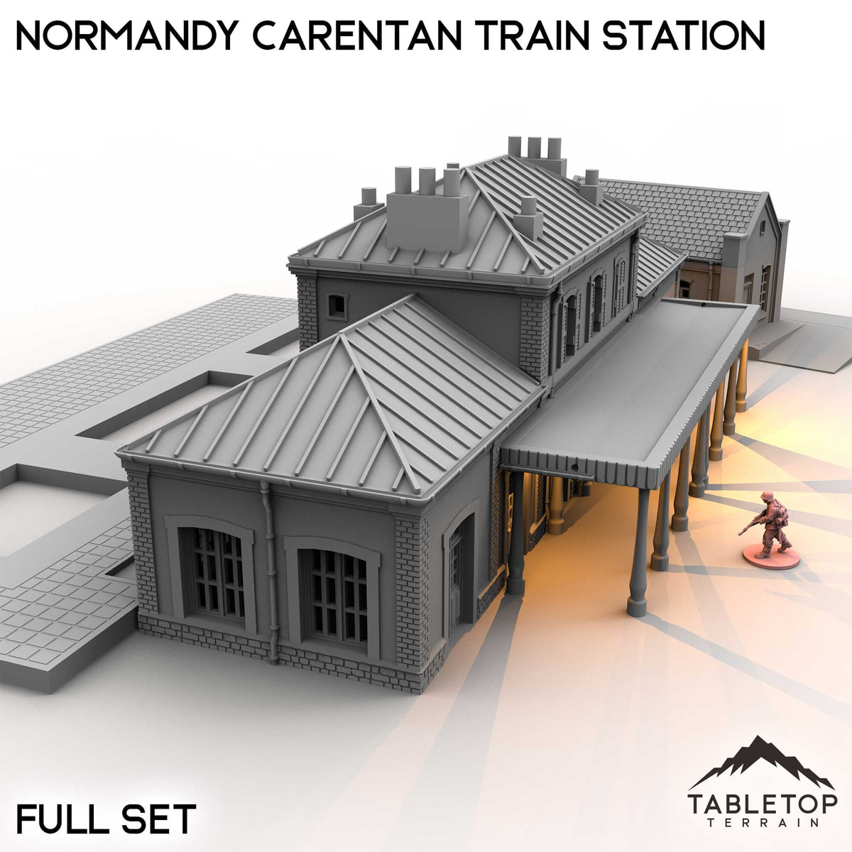 Tabletop Terrain Building Full Set / 32mm Normandy Carentan Train Station