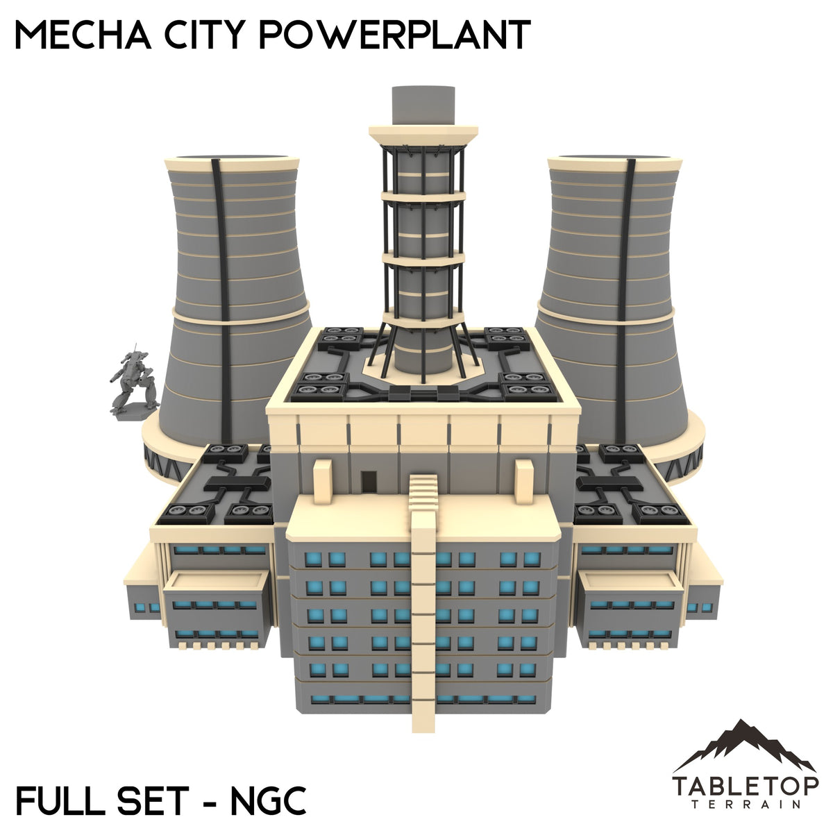 Mecha City Powerplant - Full Set in NextGen Color (multicolour 3D print), 6mm scale, shown with a scale mech