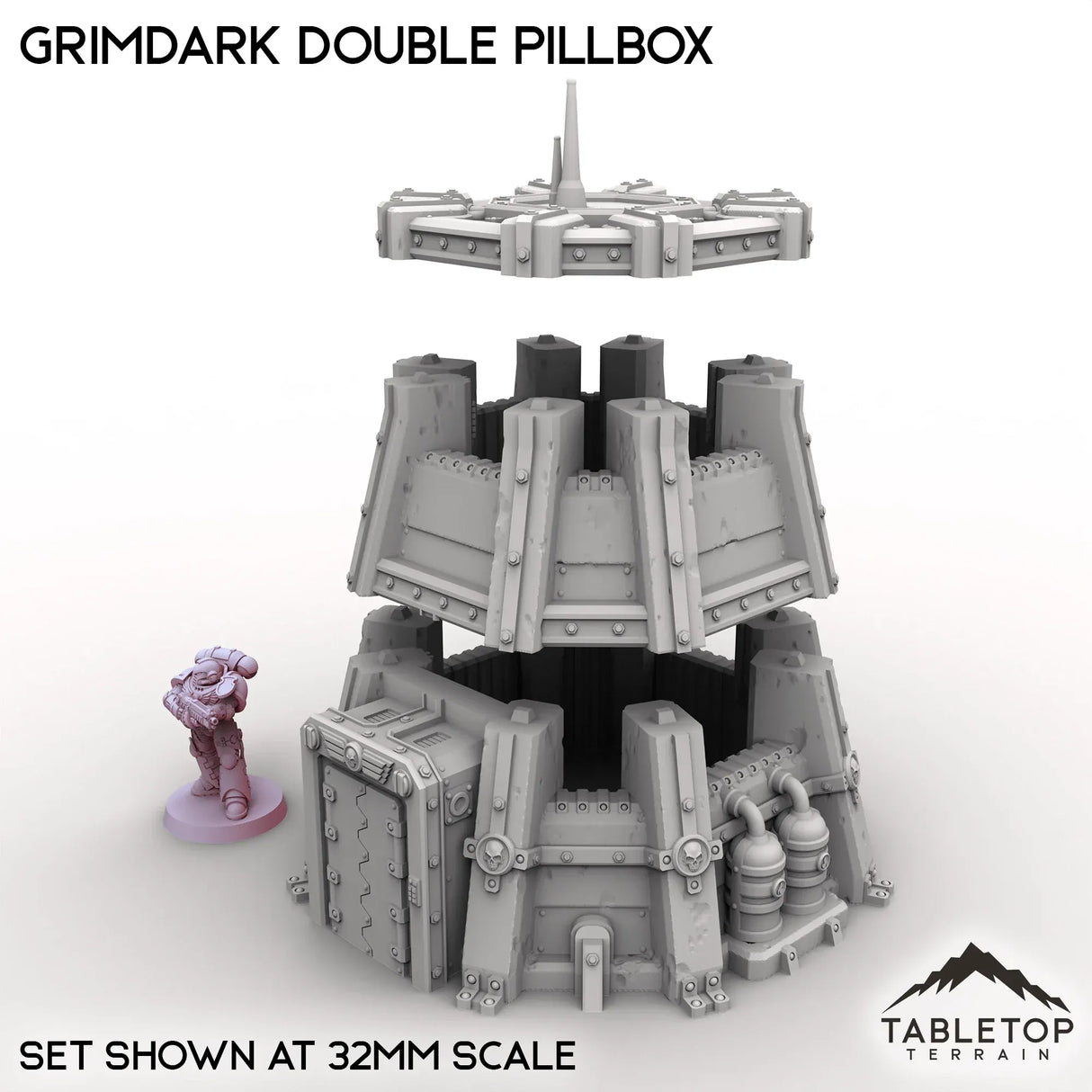 Tabletop Terrain Building Grimdark Double Pillbox