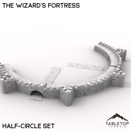 Tabletop Terrain Building Half Circle Wall Set / 32mm The Wizard's Fortress