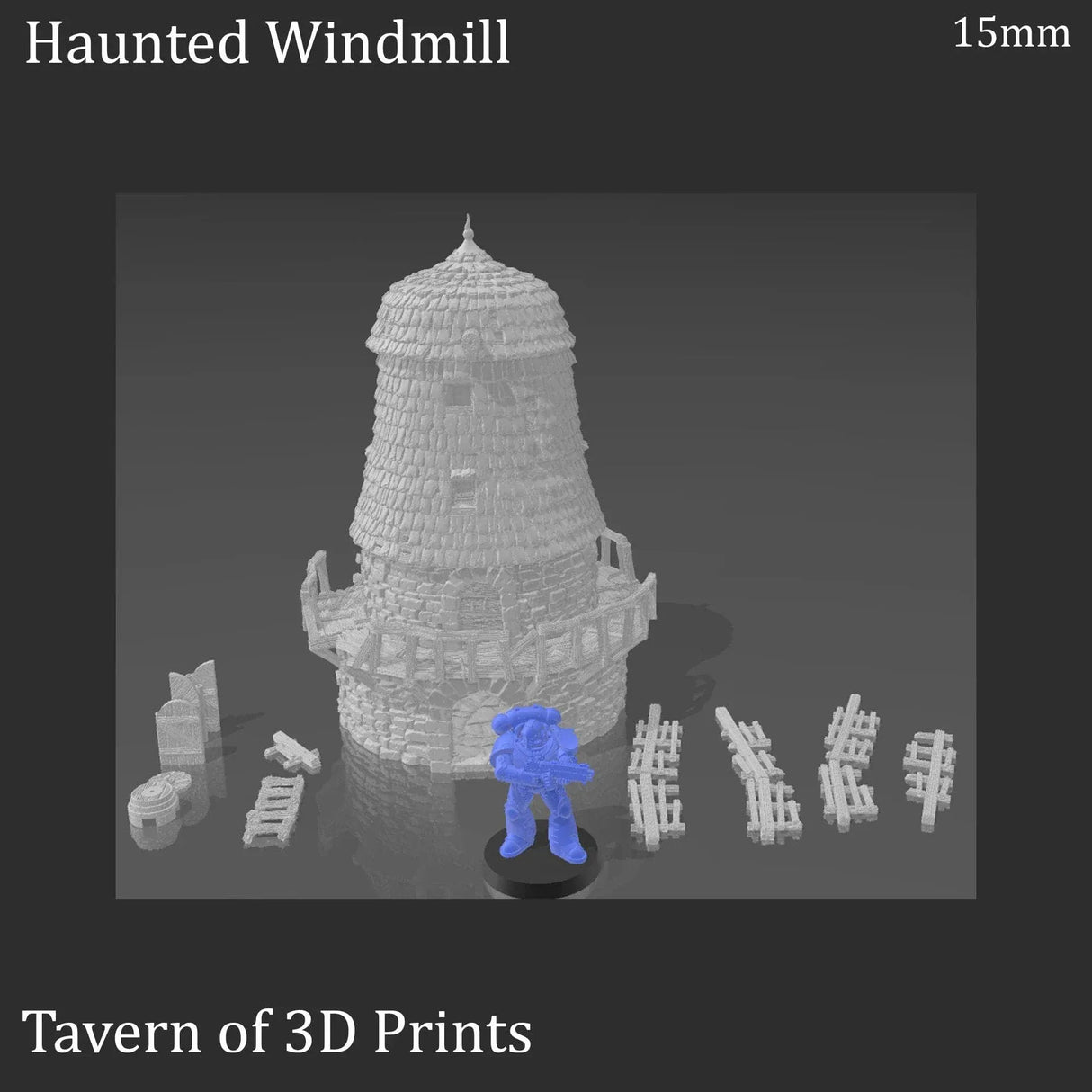 Tabletop Terrain Building Haunted Windmill - Fantasy Building