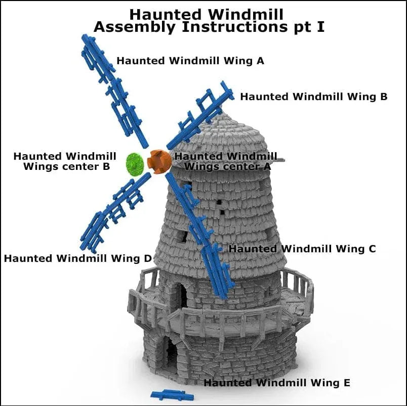Tabletop Terrain Building Haunted Windmill - Fantasy Building