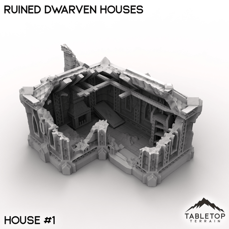 Tabletop Terrain Building House 1 / 32mm Ruined Dwarven Houses