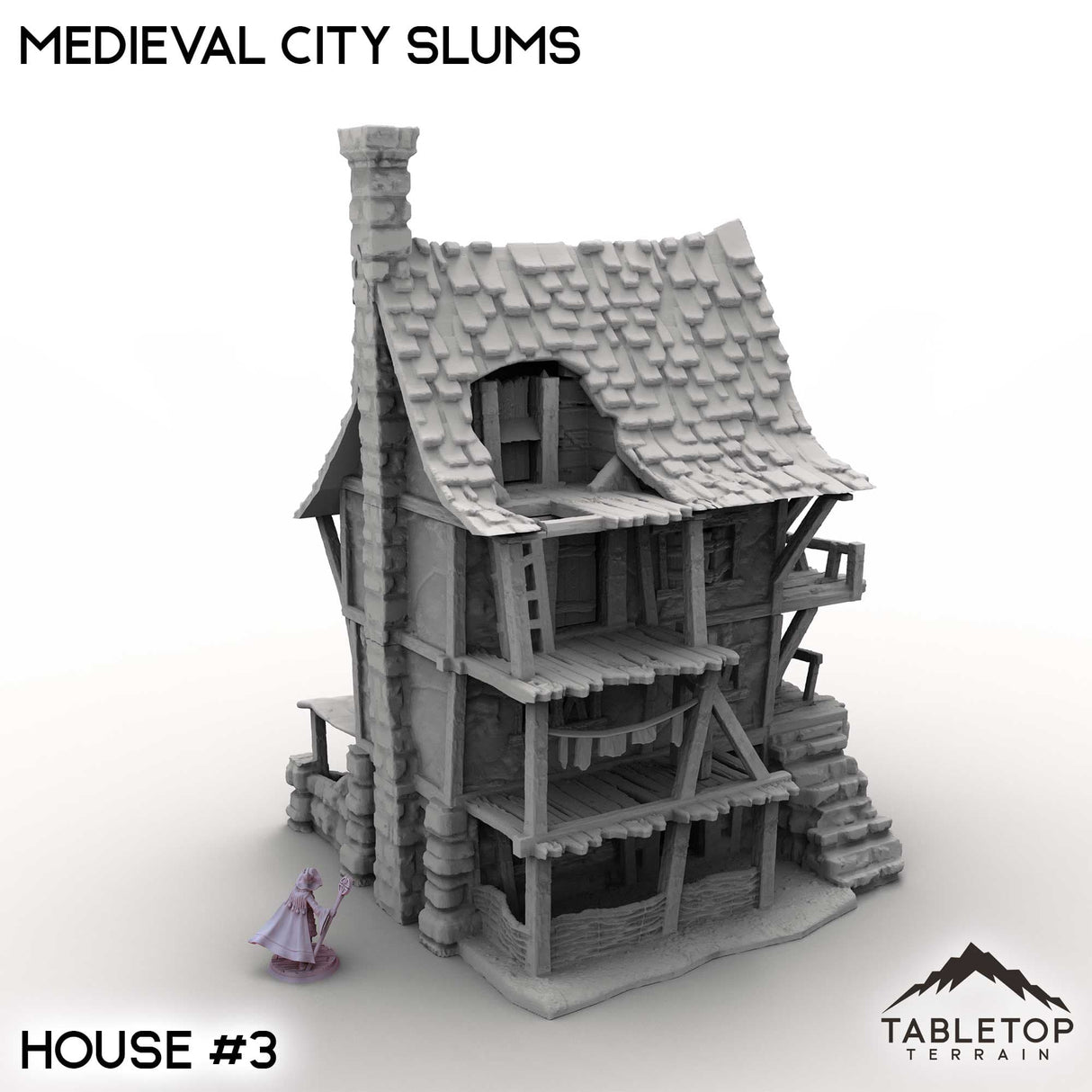 Tabletop Terrain Building House 3 / 32mm Medieval City Slums