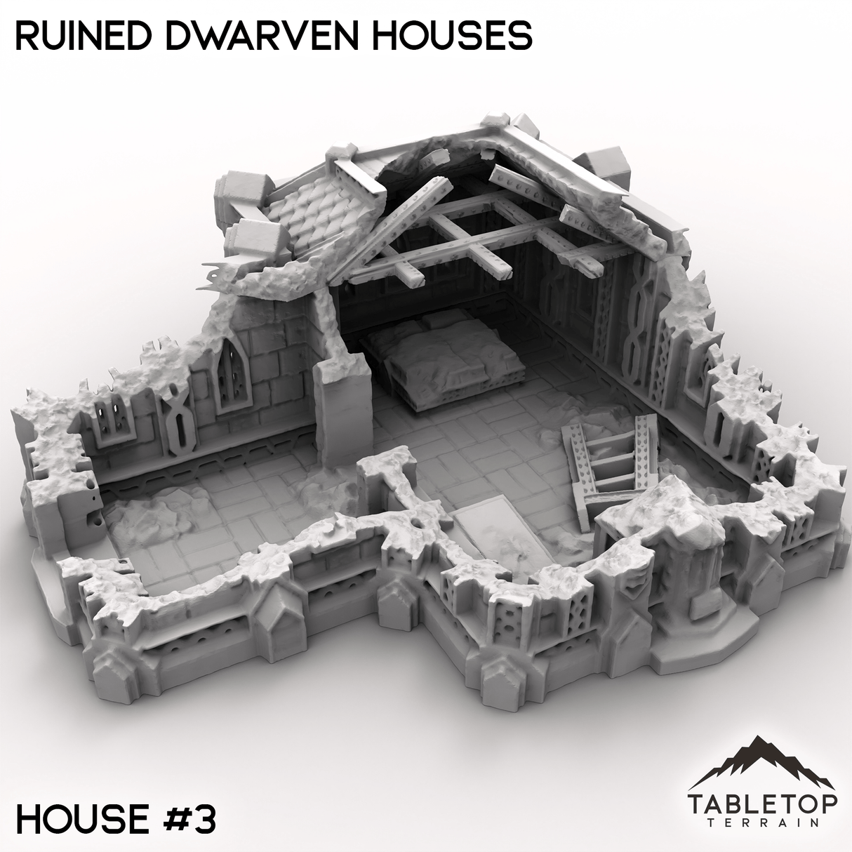 Tabletop Terrain Building House 3 / 32mm Ruined Dwarven Houses